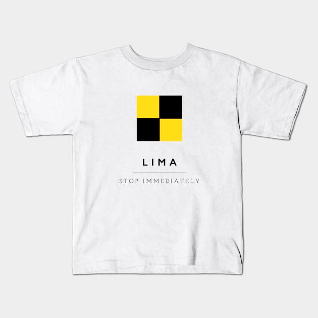 Lima: ICS Flag Semaphore Kids T-Shirt by calebfaires